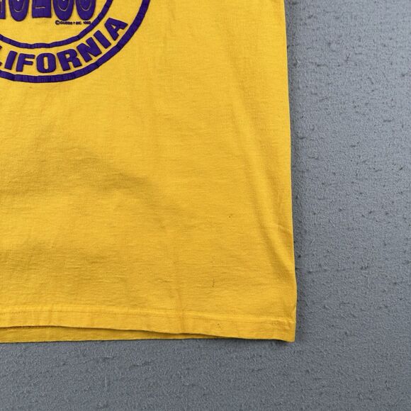 Vintage 1993 Guess Shirt Men’s Medium Yellow Los Angeles California Short Sleeve - Picture 4 of 16